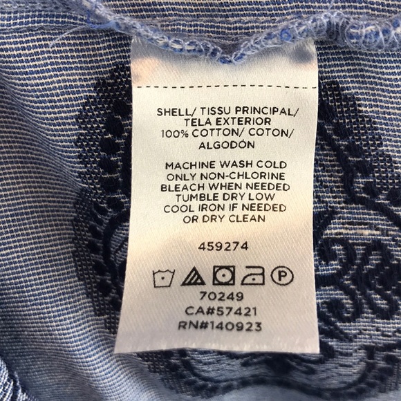 Loft | Blue Embroidered Button up - Picture 8 of 8